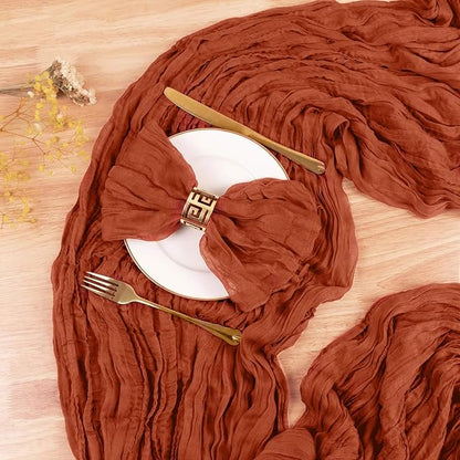 13.3Ft Terracotta Cheesecloth Table Runner Fall Gauze Burnt Orange Boho Rustic - Image 4