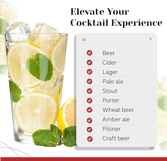 Bulk Classic Premium Beer Pint Glasses 16 Ounce – Set Of 12 Highball Cocktail - Image 3