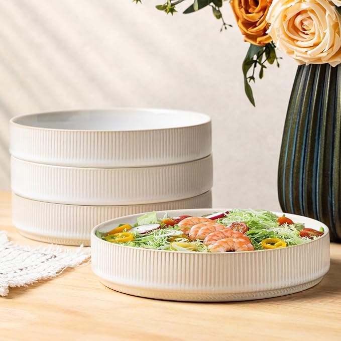 7.5" Ceramic Pasta Bowls Set of 4, Salad Bowls | Versatile Serving Bowls by TheTerra