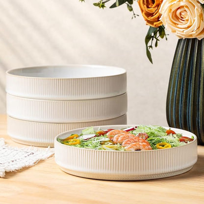 7.5" Ceramic Pasta Bowls Set of 4, Salad Bowls | Versatile Serving Bowls by TheTerra