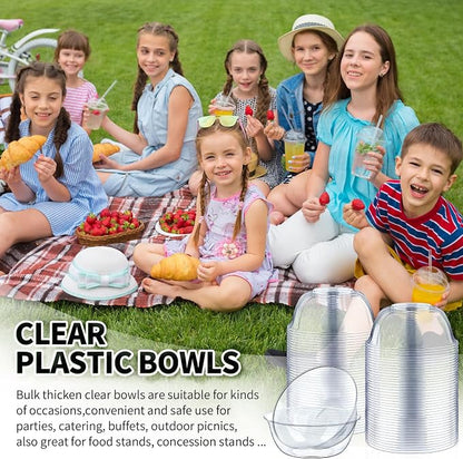 TOFLEN 12 oz Clear Plastic Bowls, 50 Pack | Disposable, Hard Plastic Serving - Image 7