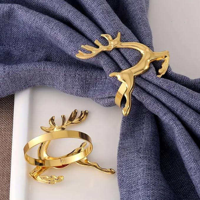 Gold Reindeer Napkin Rings Set of 4 - Image 6