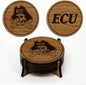 LazerEdge East Carolina Pirates Wooden Coaster Set - Cherry Wood - Officially Licensed Product - 4-Pack