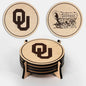 LazerEdge Oklahoma Sooners Wooden Coaster Set - Maple Wood - Officially Licensed Product - 4-Pack