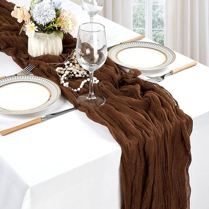12 Pack Brown Cheesecloth Table Runner 17 x 108 Inch | Boho Gauze Cheese Cloth - Image 3
