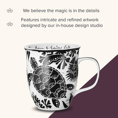Karma Gifts 16 oz Black and White Boho Mug Sea Turtle - Image 4