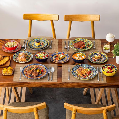 vancasso 18 Pieces Plates and Bowls Set, Bohemian Style Dinnerware Sets Service - Image 7