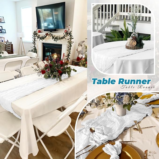 6 Pack White Cheesecloth Table Runner 20 x 120 Inch Gauze Table Runner Fabric - Image 7