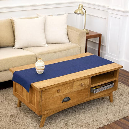 Solino Home 100% Pure Linen Dining Table Runner Navy, Athena 14 x 60 in | Table by SolinoHome