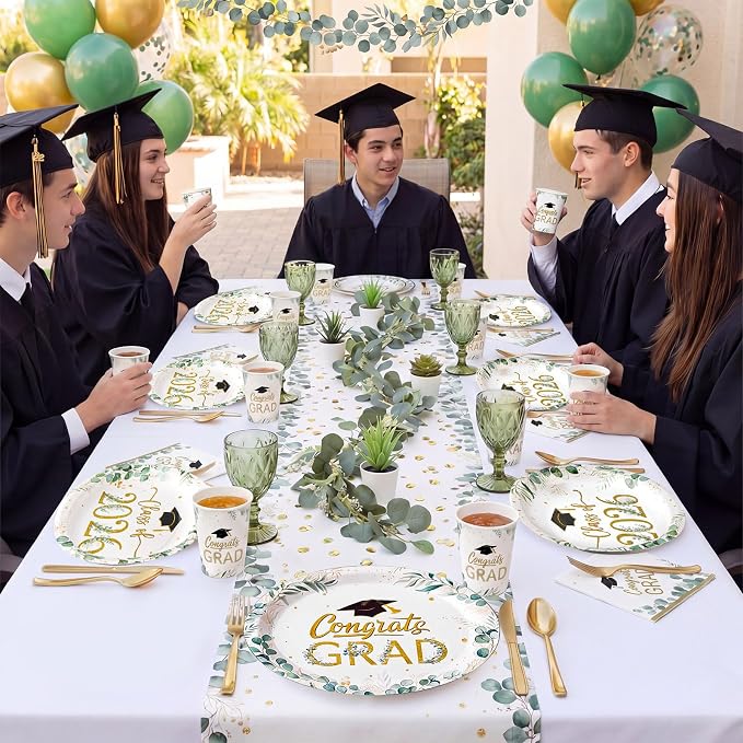350 Pcs Class of 2026 Greenery Graduation Party Decorations 12 inch Disposable - Image 6