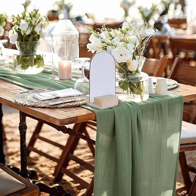 Cheesecloth Table Runner, 120 Inch 10 FT, Sage Green | 1 Pack, 35x120 Inches - Image 7