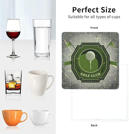 Marble Coasters Square Leather Drinks Coaster Set - Image 5
