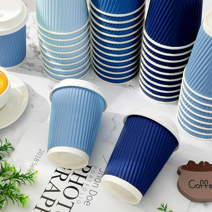 Whaline 100 Pcs Summer Dusty Blue Disposable Coffee Cups - Image 3