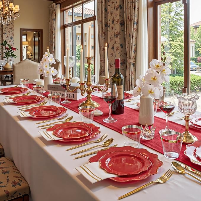 175Pcs Red Plates - Image 9