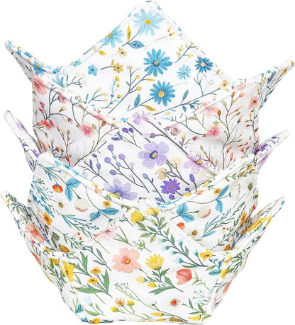 Cotton Microwavable Bowl Cozy, Microwave-Safe Hot Bowl Holders, Soup Bowl Cozy by ROGITU