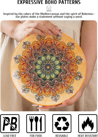 Small Dinner Plate Set of 6-8.5 Inch Ceramic Dessert Salad Plate, Oven and - Image 3