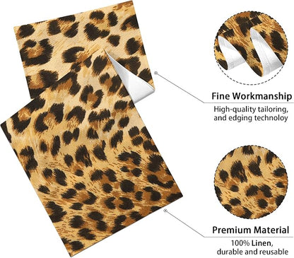 Linen Leopard Print Table Runner 13x71 Inch Farmhouse Western Leopard Decor - Image 2
