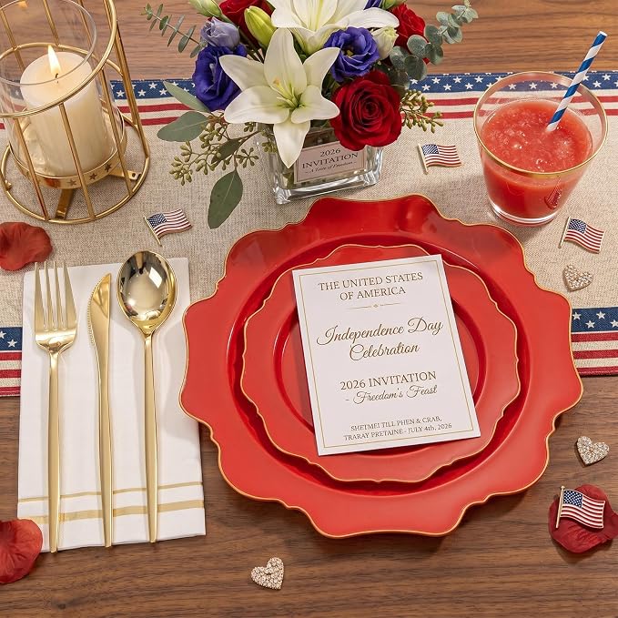 175Pcs Red Plates - Image 2