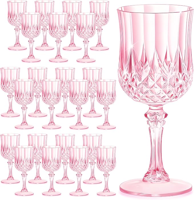 7OZ Plastic Wine Glasses, Reusable Vintage Goblets Unbreakable Drinking Glasses by Unknown