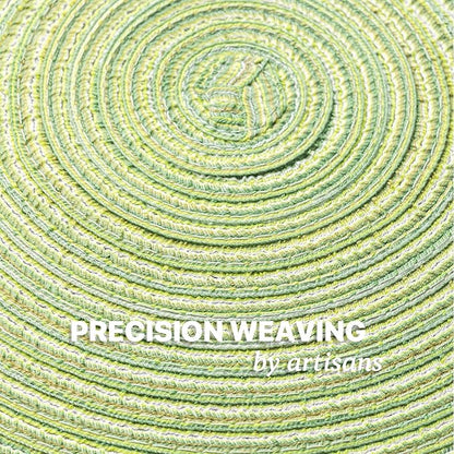 Round Placemats Set of 12 Woven Placemats Washable Braided Table Mats for Dining Table Heat Resistant Non-Slip Circle Place Mats(Green)