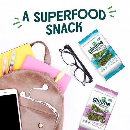Gimme Seaweed Organic Premium Roasted Seaweed Snacks, Teriyaki, 20 Count, Keto, Vegan, Gluten-Free, Great Source of Omega3s and Iodine, Healthy On-The-Go Snack for Kids and Adults