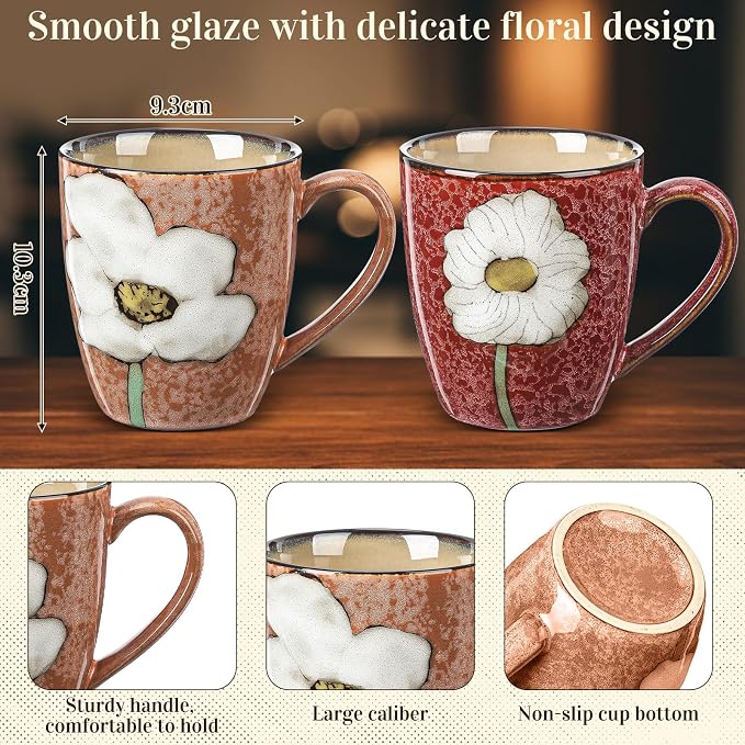 Maxdot 12oz Ceramic Coffee Mugs, Glazing Process Coffee Cup - Image 2
