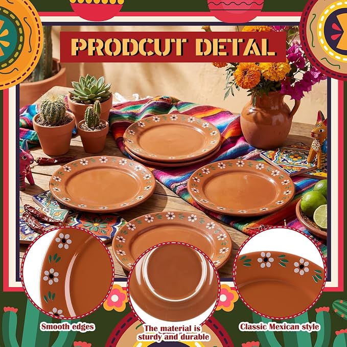 Honeydak 6 Pcs 6 Inch Platos De Barro Mexicanos Ceramic Plates Mexican Cielito - Image 3