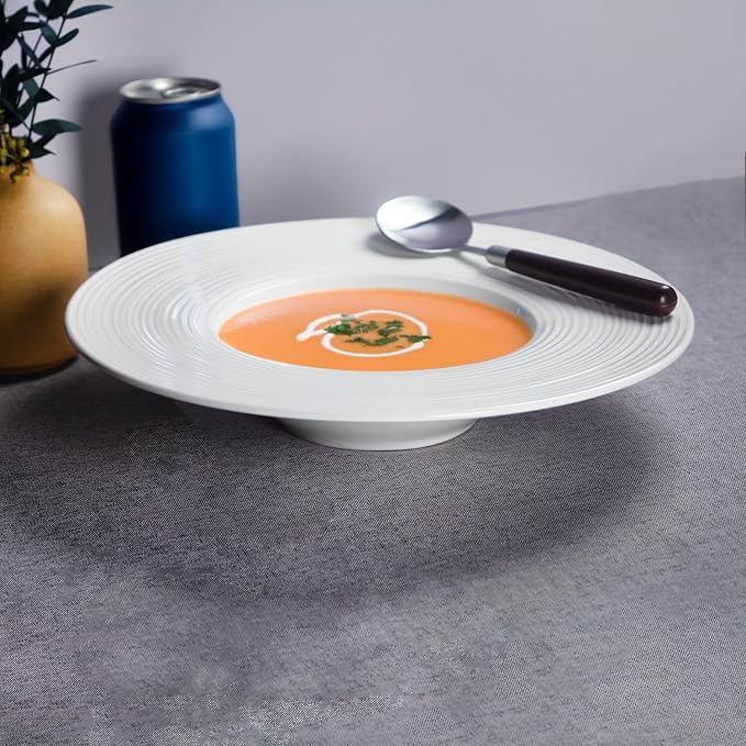 Soup Plates Fine Soup bowls Set of 4, 10.9 Inch Ceramics Rimmed Small Mouth - Image 6