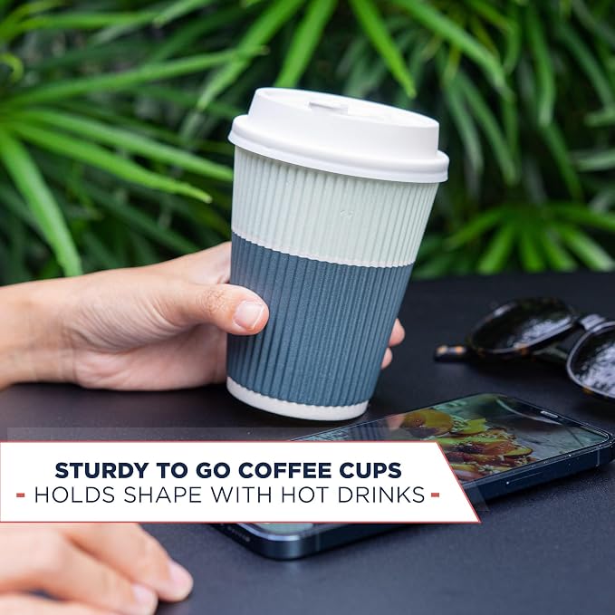 Disposable Coffee Cups With Lids - 12 oz To Go Coffee Cups With Sturdy Lids - Image 5