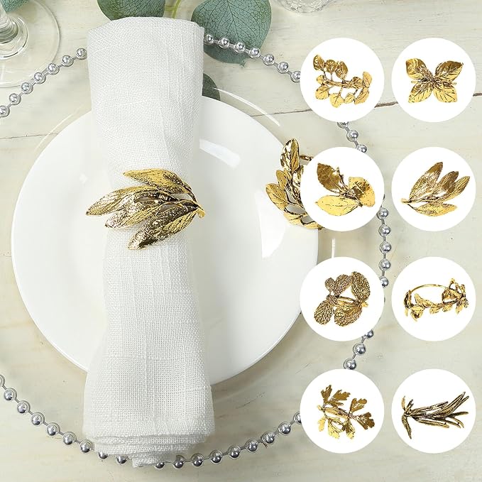 Efavormart 8 Pack Glossy Gold Metal Herb Napkin Rings by efavormart