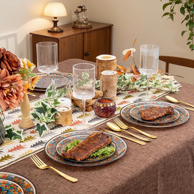 60PCS Bohemian Plastic Plates - Image 7