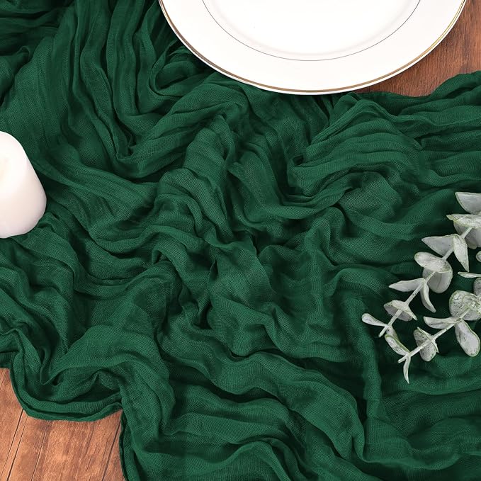Pesonlook Cheesecloth Table Runner Forest Green, 20 Pack 17.7x108 inch - Image 9