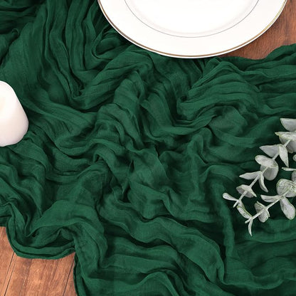 Pesonlook Cheesecloth Table Runner Forest Green, 20 Pack 17.7x108 inch - Image 9
