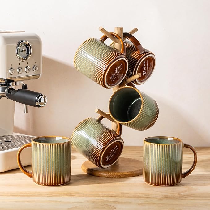 theterra Ceramic Coffee Mugs Set of 4, 14.2 oz Coffee Cups - Image 7