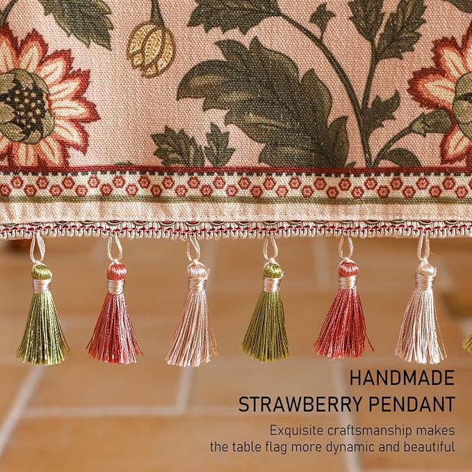 Designer Vintage Linen Table Runner, Floral Leave Pattern, Dining Table - Image 7