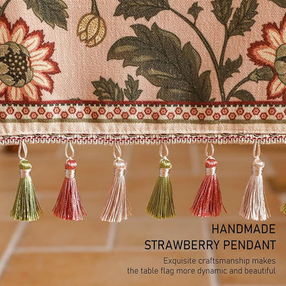 Designer Vintage Linen Table Runner, Floral Leave Pattern, Dining Table - Image 7
