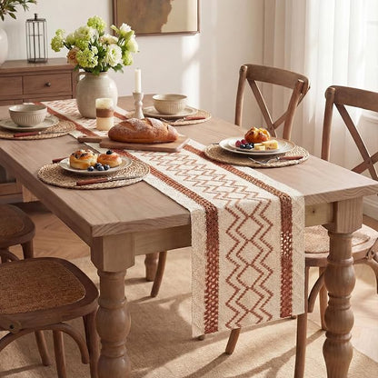 Artoid Mode Caramel Stripe Diamond Woven Table Runner 12x72 Inch | Holiday - Image 5