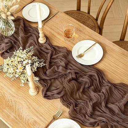 6Pcs Nude Cheesecloth Table Runner, 10FT Rustic Nude Gauze Table Runner - Image 2
