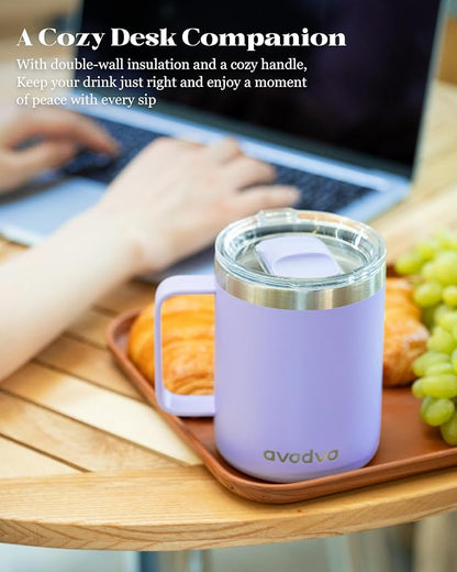 12oz Insulated Coffee Mug with Lid – Includes Two Lids, Stainless Steel Coffee - Image 5