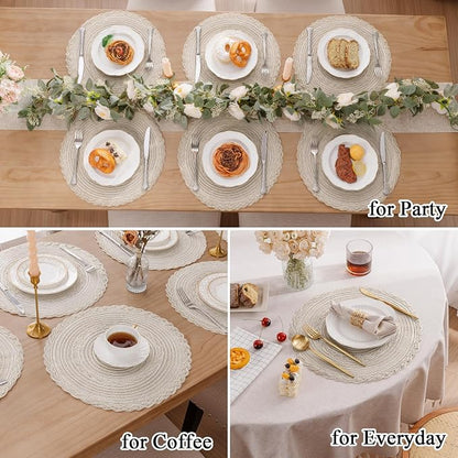 SHACOS 15 inch Round Braided Placemats Set of 12 - Image 8
