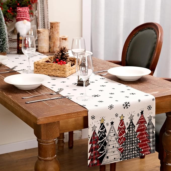 Christmas Table Runner 13x108 Inch, Xmas Tees Snowflakes Holiday Decorative - Image 5