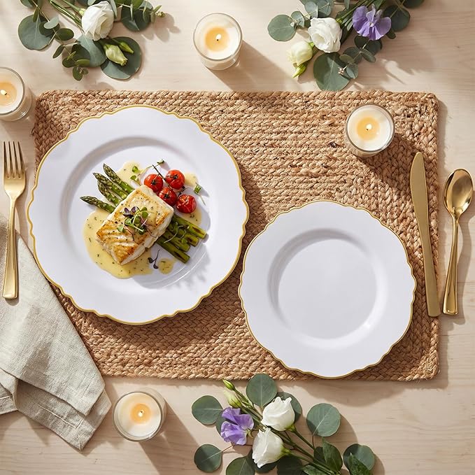 100pcs Gold Plastic Plates - Image 4