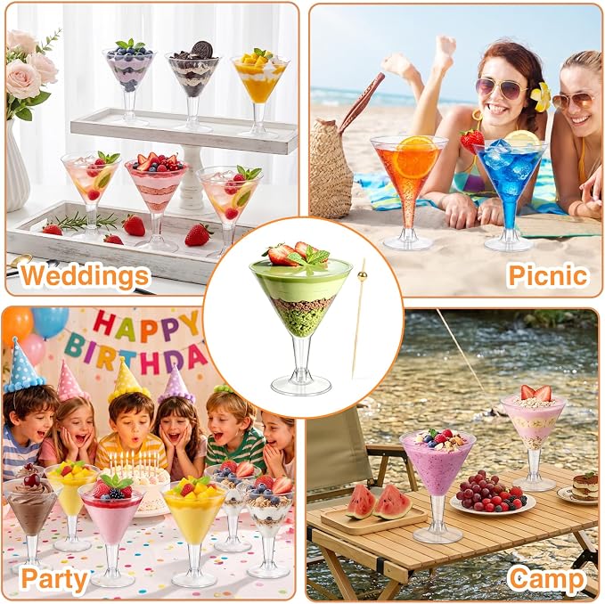 50 Pack Plastic Martini Glasses, 7 oz Disposable Clear Cocktail Cups - Image 7