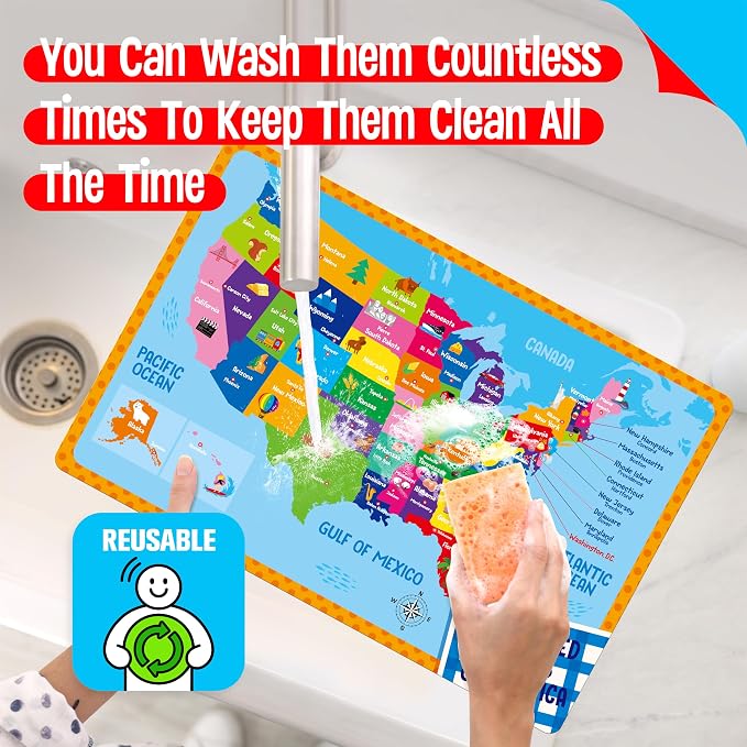 4 Pack Placemats for Kids, Non-Slip Washable Table Mats, Double-Sided Reusable - Image 5
