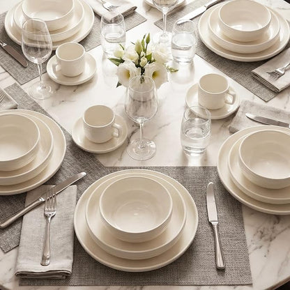 Pasta Bowls Set of 4, 33 OZ White Salad Bowls | 8 Inch Porcelain Wide and - Image 9