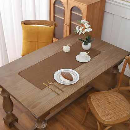 Gernaice Solid Color Table Runner, Rustic Cotton Linen Farmhouse Table Runners by Gernaice