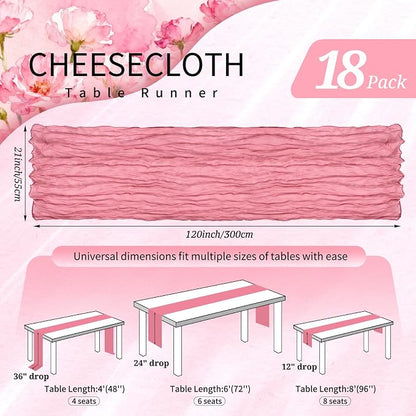 18 Pack Cheesecloth Table Runner 10FT Dusty Rose Table Runner Boho Gauze Cheese - Image 2