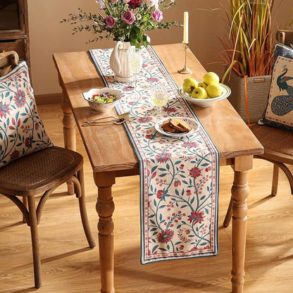 bilingaier Farmhouse Berry Red Floral Small Table Runner - Image 6