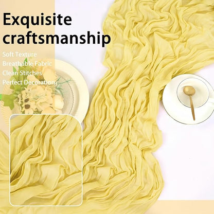 8 Pack Light Yellow Cheesecloth Table Runner 17x108 inch Rustic Gauze Table - Image 6