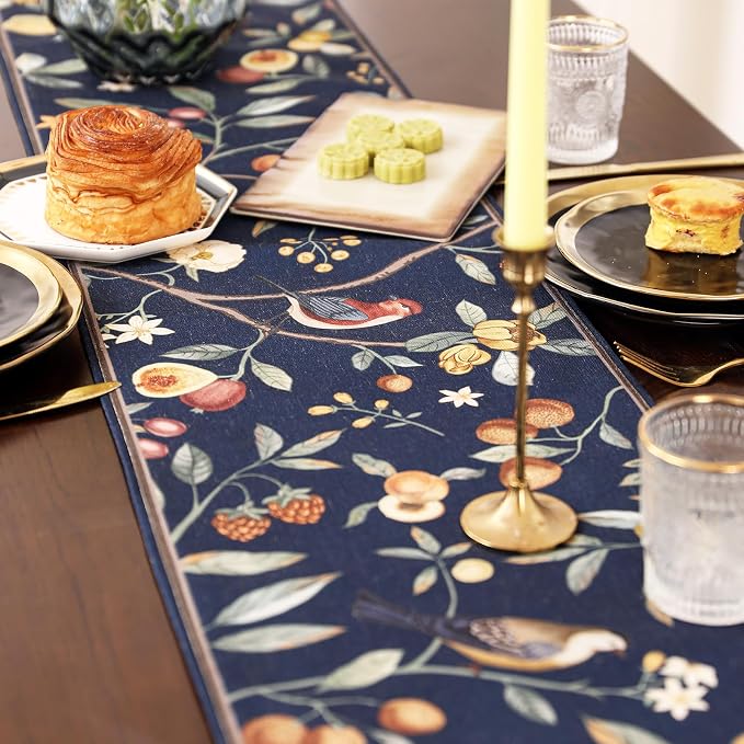 bilin gaier Designer Vintage Linen Long Table Runner, Floral Pattern, Dining - Image 4